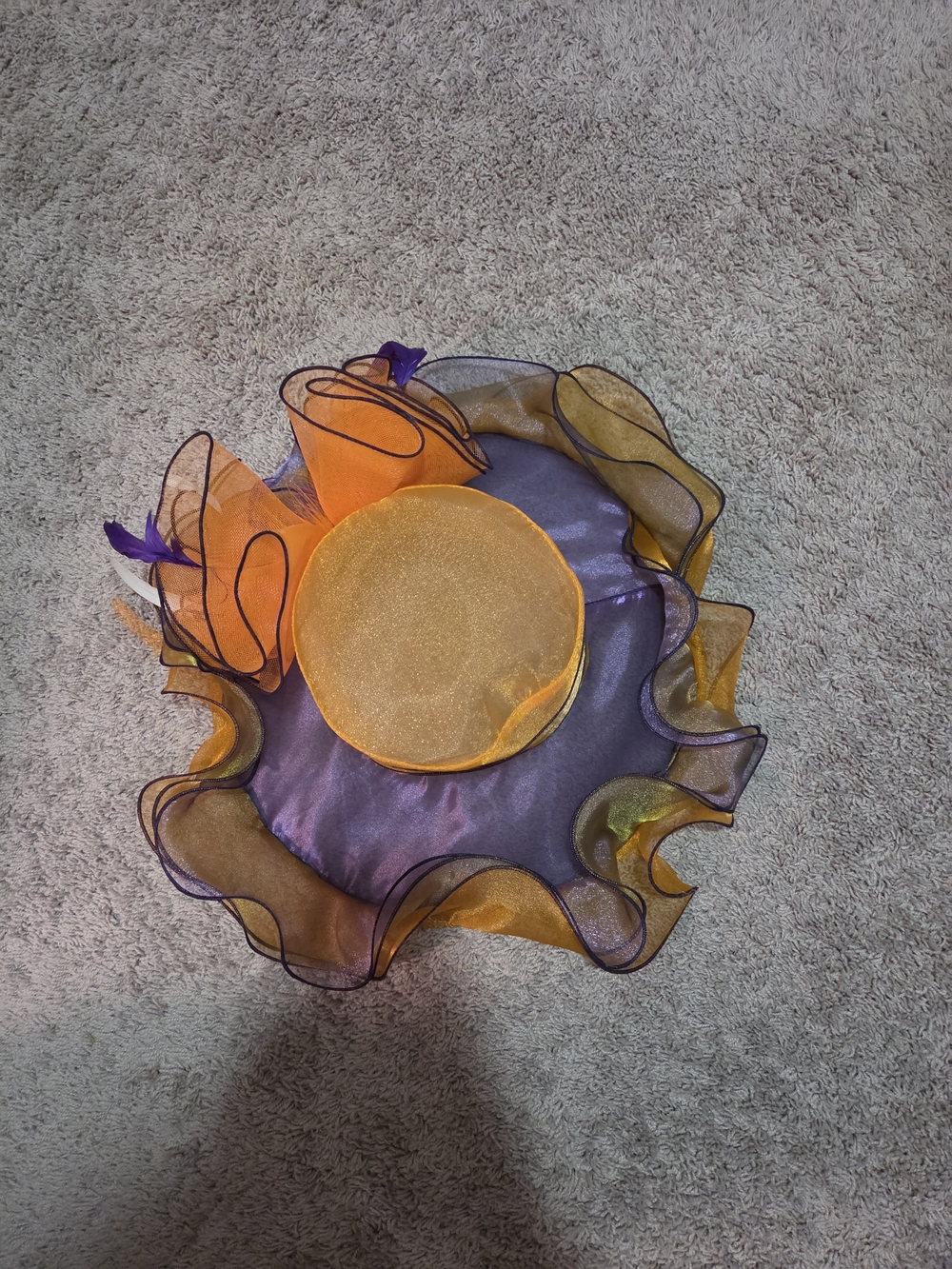 Purple & Orange Ruffled Women's Decorative Hat